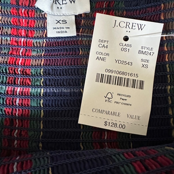J. Crew Factory Smocked Plaid Holiday Dress - Picture 6 of 11